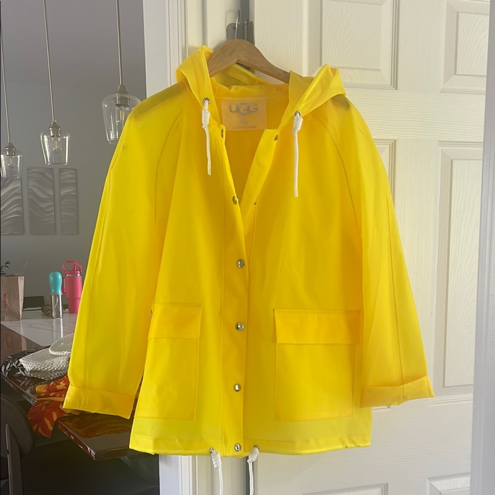 UGG Bright Yellow Hooded Rain Jacket